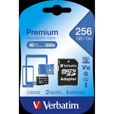 MICRO SD VERBATIM 256GB CL10 44087