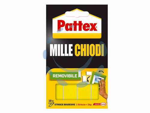 PATTEX MILLECHIODI BIADESIVO REMOVIBILE 10 strisce mm.40x20
