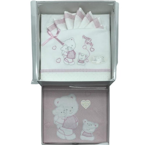 Set Lenzuola Copertina Neonato per Lettino Happy Family