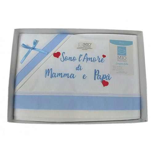 Set Lenzuola Neonato per Lettino Sono l'amore di mamma e papà