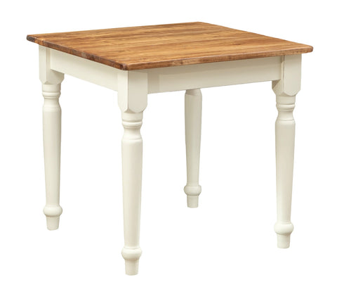 Biscottini Tavolo fisso Country in legno massello di tiglio struttura bianca anticata piano naturale L80xPR80xH78 cm. Made in Italy