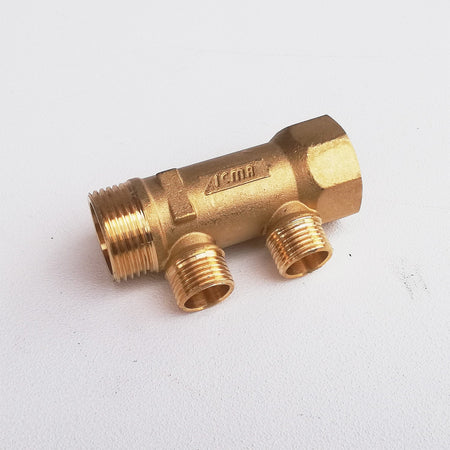 Collettore lineare da 1" - 16mm a 2 vie da 1/2" MF di ottone