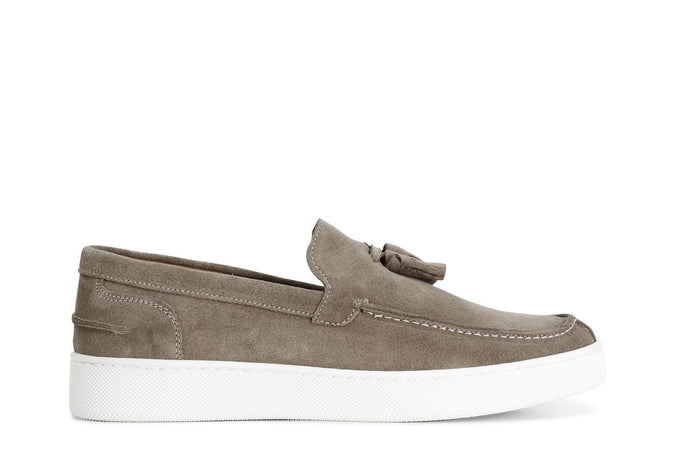 MOCASSINO IN PELLE SCAMOSCIATA CON NAPPINE CON SUOLA A CASSETTA