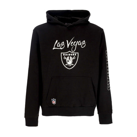 NEW ERA Felpa Cappuccio Uomo Nfl Script Hoodie Lasrai Black/white da uomo
