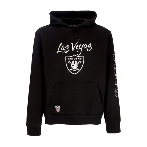 NEW ERA Felpa Cappuccio Uomo Nfl Script Hoodie Lasrai Black/white da uomo