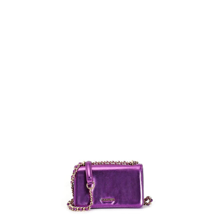 MINIBAG CON PATTINA CON MATERIALE EFFETTO METALLIZZATO E TRACOLLA CATENA