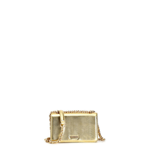 MINIBAG CON PATTINA CON MATERIALE EFFETTO METALLIZZATO E TRACOLLA CATENA