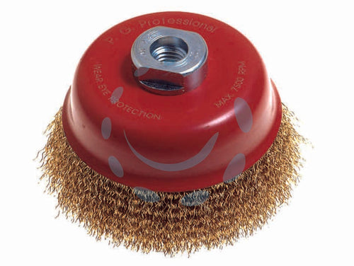SPAZZOLE A TAZZA FILI ACCIAIO PER FRULLINO - ø mm.120 foro 14 MA - FER 70805