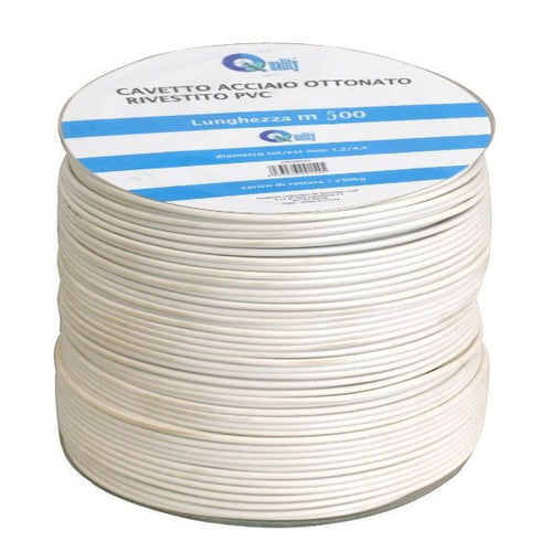 CAVETTO STENDIBIANCHERIA ACCIAIO PLASTIFICATO BIANCO ø mm.4,4 rt mt.200 - pz 1