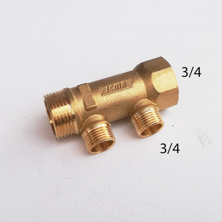 Collettore lineare da 3/4" - 18mm a 2 vie da 3/4" MF di ottone