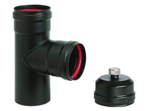 RACCORDO A T F/F ø mm.100 PER STUFE PELLET NERO OPACO ALA PELLET FER 362412