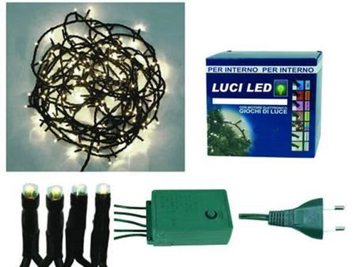 MINILUCCIOLE A LED BIANCO FREDDO PER INTERNO CON GIOCO LUCI 300 led mt.5 + 12