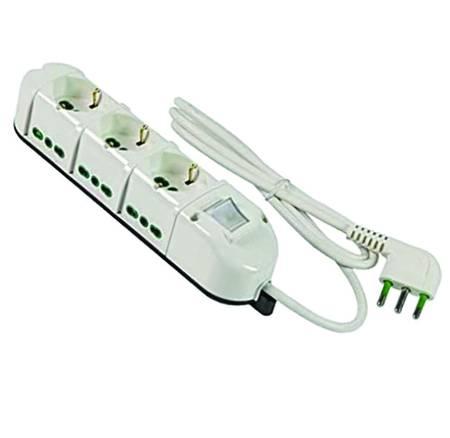 MULTIPRESA 3 POSTI BIPASSO LINEA RETAIL TRIAX - bianca 4912 SPINA 16 A