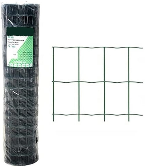 RETE ELETTROSALDATA PLASTIFICATA VERDE ROTOLO MT.10 maglia 76x63 cm.120h. -