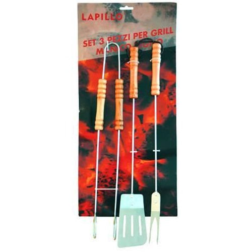 ATTREZZI ACCIAIO CROMATO PER GRILL IN SET 3 PEZZI FERR 52566