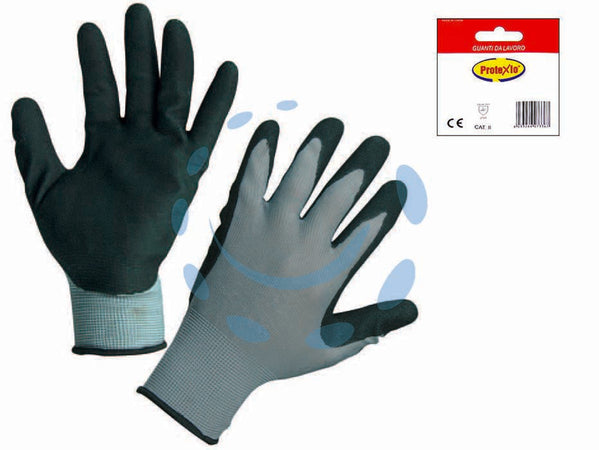 GUANTI DA LAVORO NYLON PALMO RICOPERTO IN LATTICE NERO 12 PAIA / - tg.M N 8