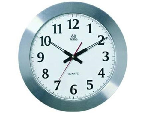EuroStore07® OROLOGIO MURO STEEL 38 CM. Cornice acciaio Sfondo bianco FER-259682