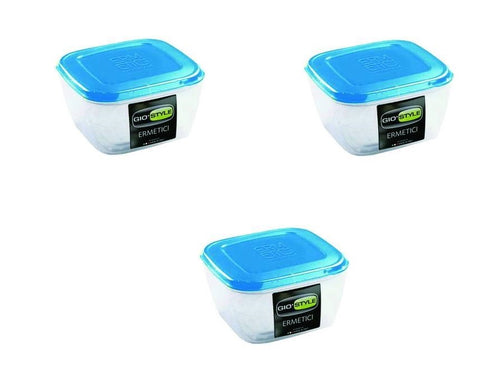 3 CONTENITORI ERMETICI QUADRATI PER ALIMENTI IN PLASTICA lt.4,00 cm.23x23x12h