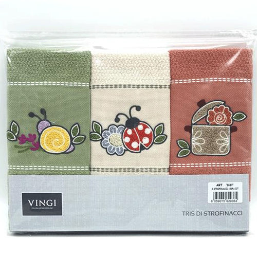 Set 3 pz Strofinacci in Cotone Vingi Susy