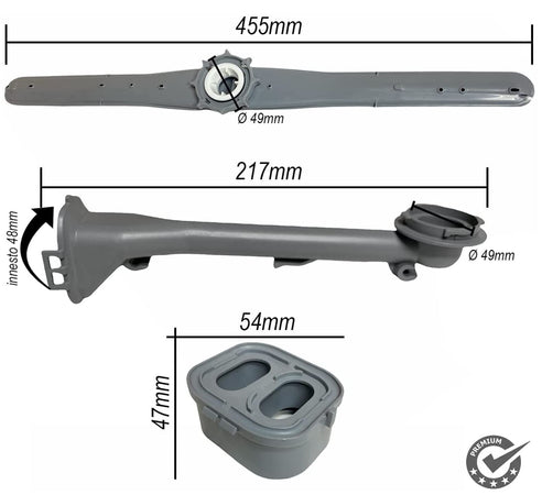 GIRANTE CONDOTTO ELICA MULINELLO LAVAGGIO SUPERIORE LAVASTOVIGLIE SMEG FRANKE FL 210-228-241
