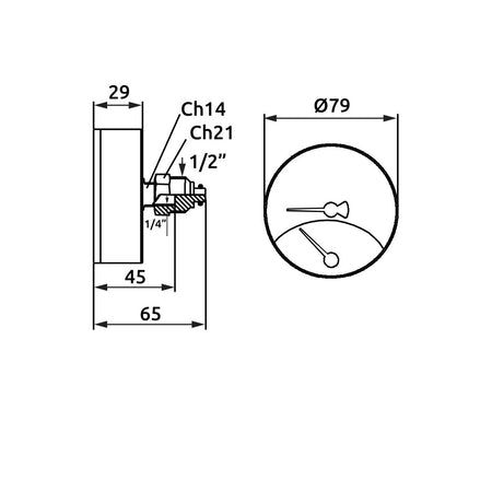 Termomanometro attacco posteriore da 1/2"
