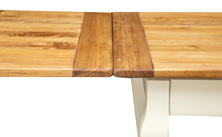 Biscottini Tavolo allungabile Country legno massello di tiglio struttura bianca anticata piano naturale Made in Italy