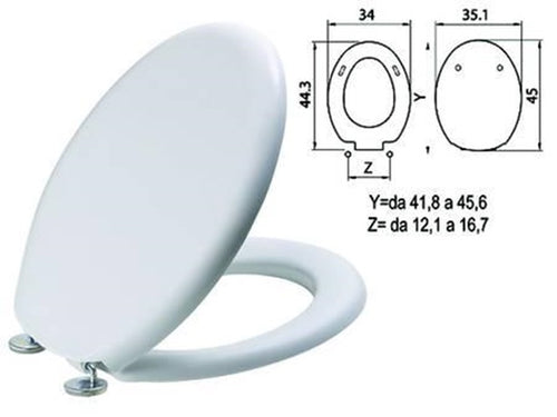 SEDILE WC IN TERMOINDURENTE TANGO BIANCO CERNIERE INOX H057 - FER 410779
