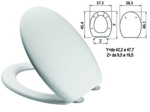 - SEDILE WC IN TERMOINDURENTE MAMBO BIANCO CERNIERE INOX H050 FERR 410861