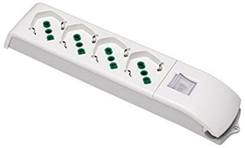 MULTIPRESA 4 POSTI BIPASSO + SCHUKO CON INTERRUTTORE SENZA CAVO -- FER 273039