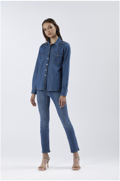CAMICIA DRITTA MANICHE LUNGHE IN CHAMBRAY