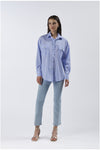CAMICIA OVER CON TASCHE A TOPPA IN POPELINE STRETCH RIGATO