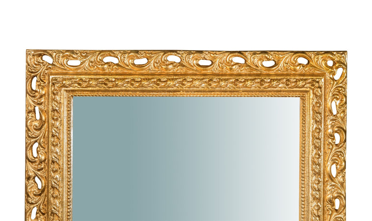 Biscottini SPECCHIERA DA PARETE IN LEGNO FINITURA FOGLIA ORO ANTICATO L70XPR5XH90 cm Made in Italy