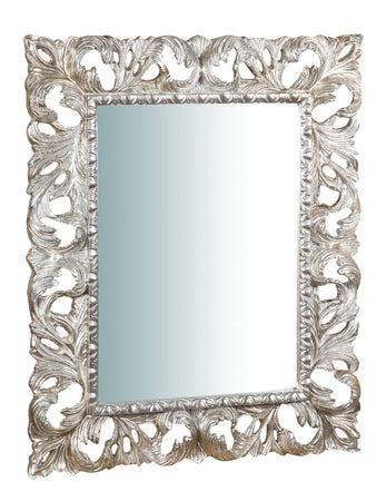 Biscottini SPECCHIERA DA PARETE IN LEGNO FINITURA FOGLIA ARGENTO L82XPR6XH101 cm Made in Italy