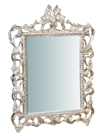 Biscottini SPECCHIERA DA PARETE IN LEGNO FINITURA FOGLIA ARGENTO L45XPR4XH61 cm Made in Italy