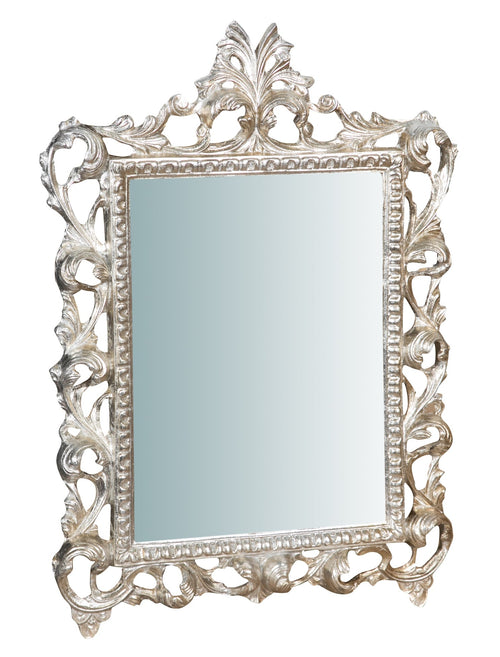 Biscottini SPECCHIERA DA PARETE IN LEGNO FINITURA FOGLIA ARGENTO L45XPR4XH61 cm Made in Italy