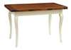 Biscottini Tavolo Country allungabile in legno massello di tiglio struttura bianca anticata piano noce Made in Italy
