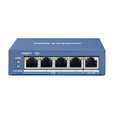 HIKVISION DS-3E0505P-E - UNMANAGED SWITCH 4 GIGABIT POE PORTS - 1 GIGABIT UPLINK PORT
