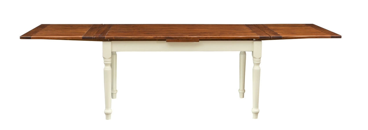 Biscottini Tavolo allungabile Country con struttura bianca anticata piano noce in legno massello di tiglio Made in Italy