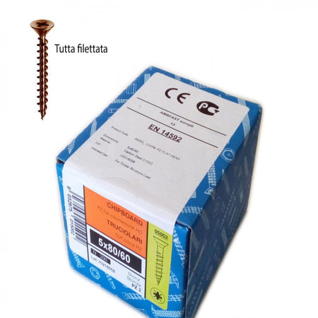 Vite 5,0x60mm - 200pz TPS testa conica bronzata per legno truciolare