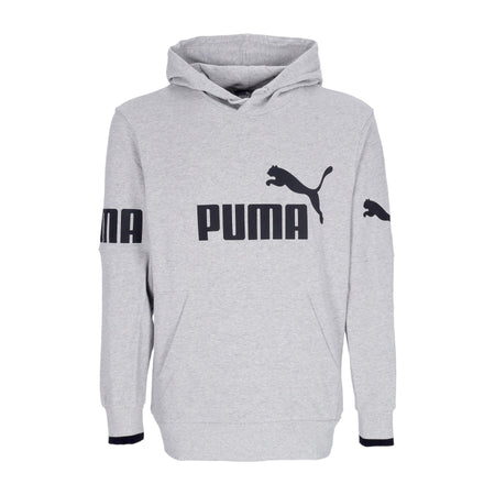 PUMA Felpa Leggera Cappuccio Uomo Power Colorblock Hoodie Tr Light Gray Heather da uomo