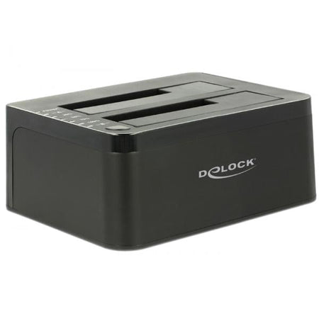 Delock HDD SATA con doppia docking station > USB 3.0 con funzione clone - Controller di archiviazione con clonazione One-Touch - 2,5", 3,5" (6,4 cm, 8,9 cm)