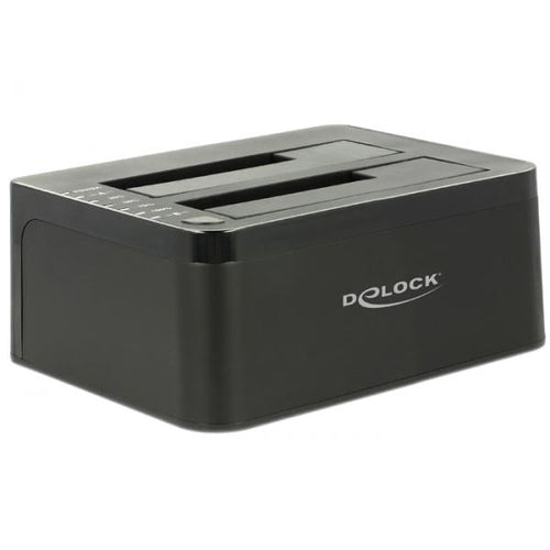 Delock HDD SATA con doppia docking station > USB 3.0 con funzione clone - Controller di archiviazione con clonazione One-Touch - 2,5, 3,5 (6,4 cm, 8,9 cm)