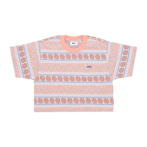 OBEY Maglietta Donna Esther Cropped Tee Peach Sand Multi da donna