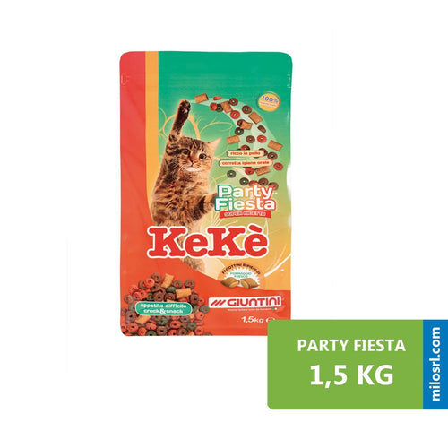 Crocchette gatti cibo mangime completo carne cereali verdure giuntini (keke party fiesta 1,5 kg)