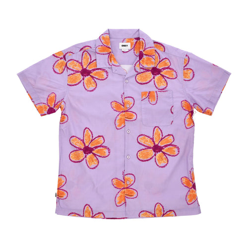 OBEY Camicia Manica Corta Uomo Wyatt Woven S Digital Lavender Multi da uomo