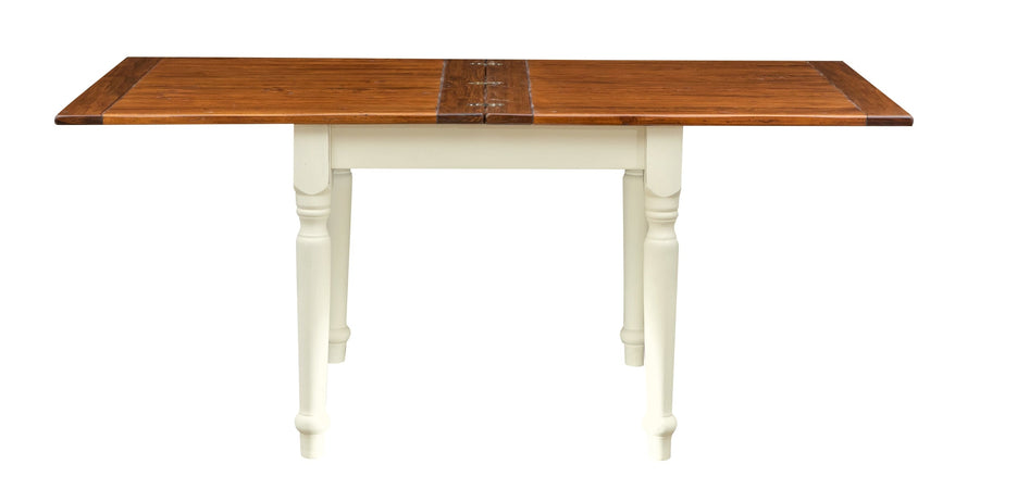 Biscottini Tavolo allungabile Country fatto a mano in legno massello di tiglio struttura bianca anticata piano noce Made in Italy