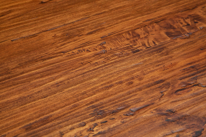 Biscottini Tavolo Country in legno massello di tiglio struttura bianca anticata piano noce. Made in Italy