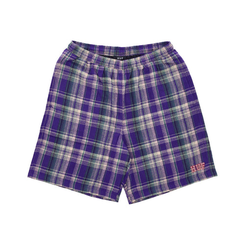 HUF Pantalone Corto Uomo Cortland Flannel Easy Short Purple da uomo