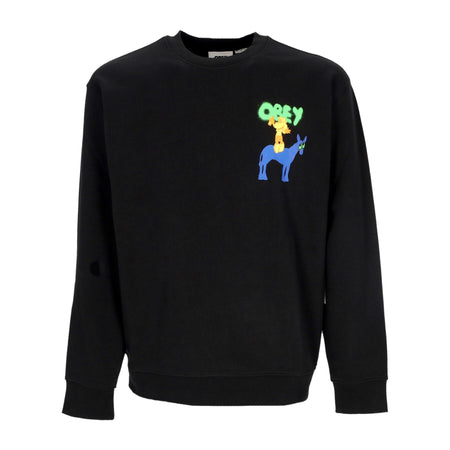 OBEY Felpa Leggera Girocollo Uomo Donkey Premium French Terry Crew Black da uomo
