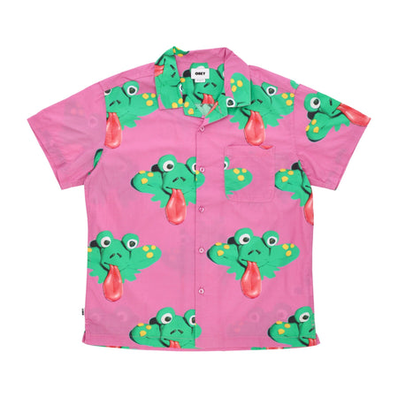 OBEY Camicia Manica Corta Uomo Frogman Woven S Wild Rose Multi da uomo